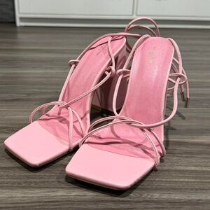 PrettyLittleThing Women's Pink Heels  Ankle Lace Up
